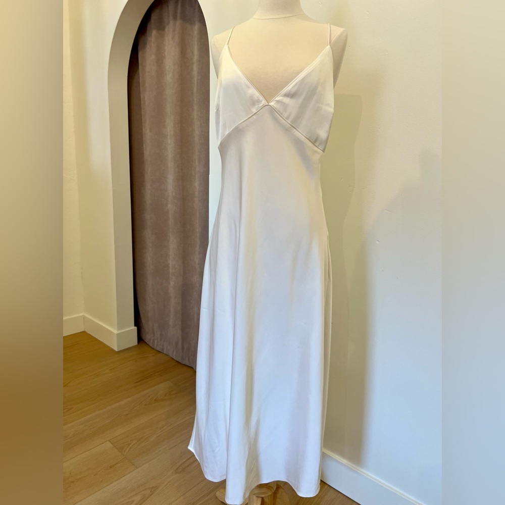 Abercrombie & Fitch Cream Satin Midi Dress